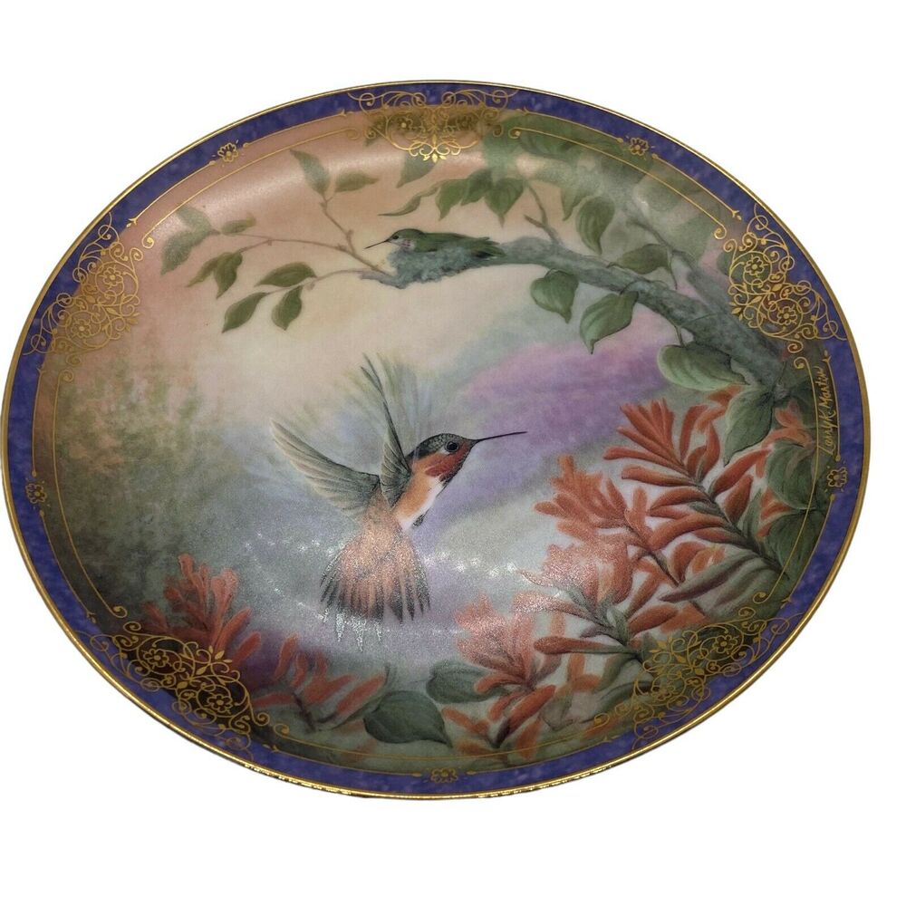 Bradford Exchange Hummingbird Plates Set Of Two Ceramic Nature's Little Treasure
